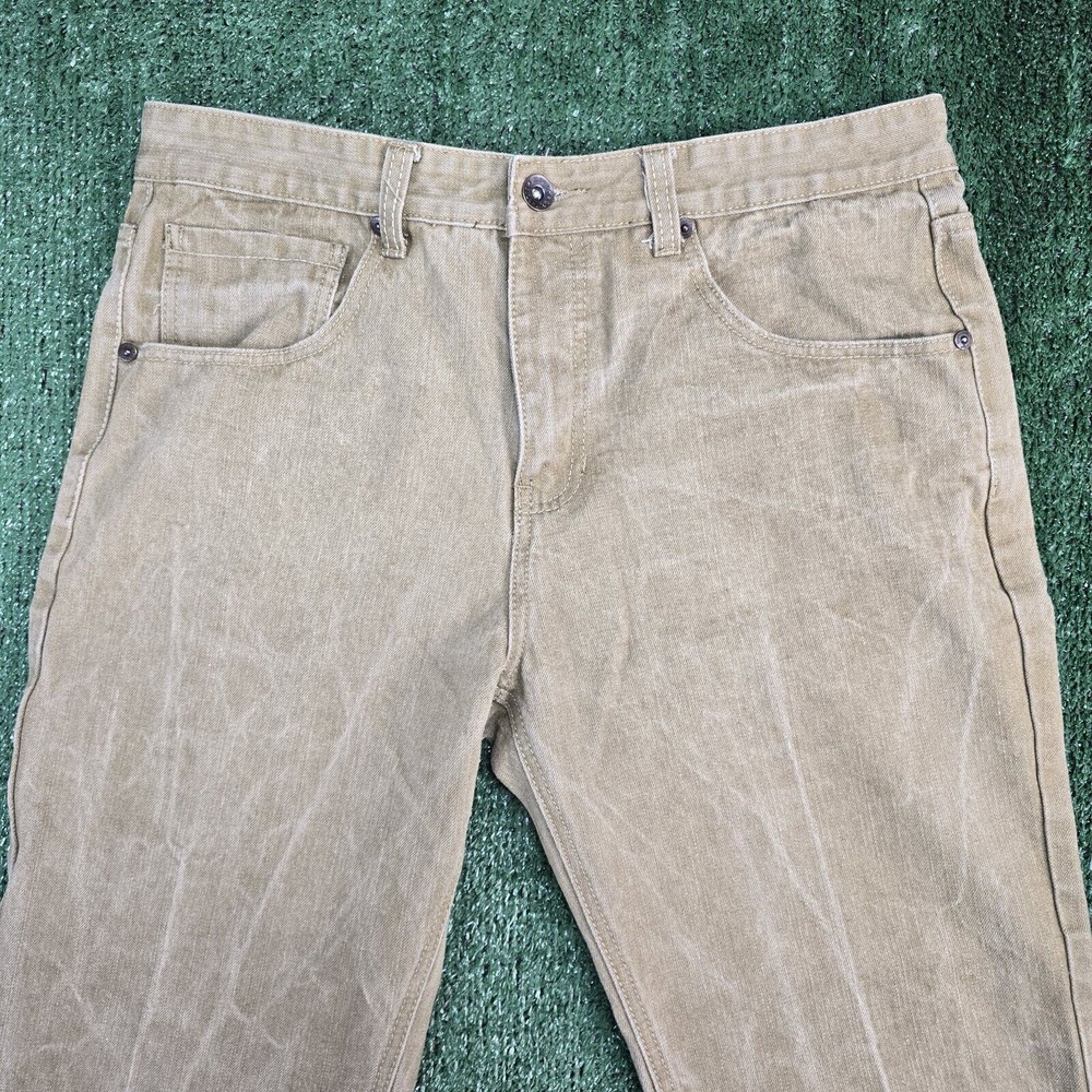 VINTAGE Southpole Jeans Mens 38x29 Khaki Denim Faded Y2K Logo Urban Skater Baggy - Picture 3 of 9